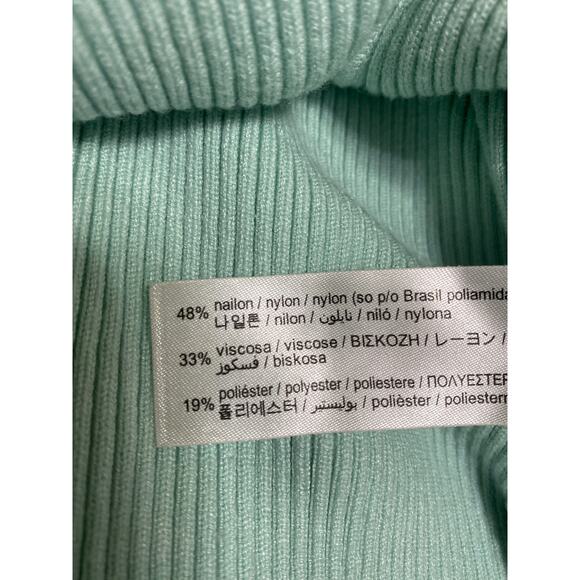 Zara Women's Green Rib Knit Square Neck Long Sleeve Button Crop Sweater Top Sz M - Picture 4 of 4